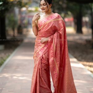 কাঞ্জিপুরম কাতান শাড়ী ✨ গোল্ডেন-মেজেন্টা